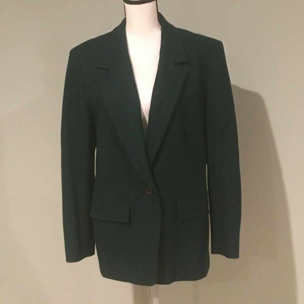 PENDLETON Green Virgin Wool Front Pockets Blazer